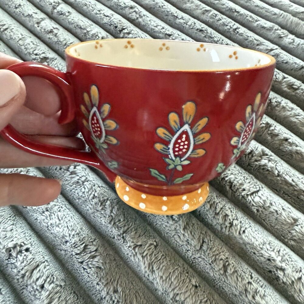 Dutch Wax Hand Painted Mug-By Coastline Imports. Bright Colors Accented